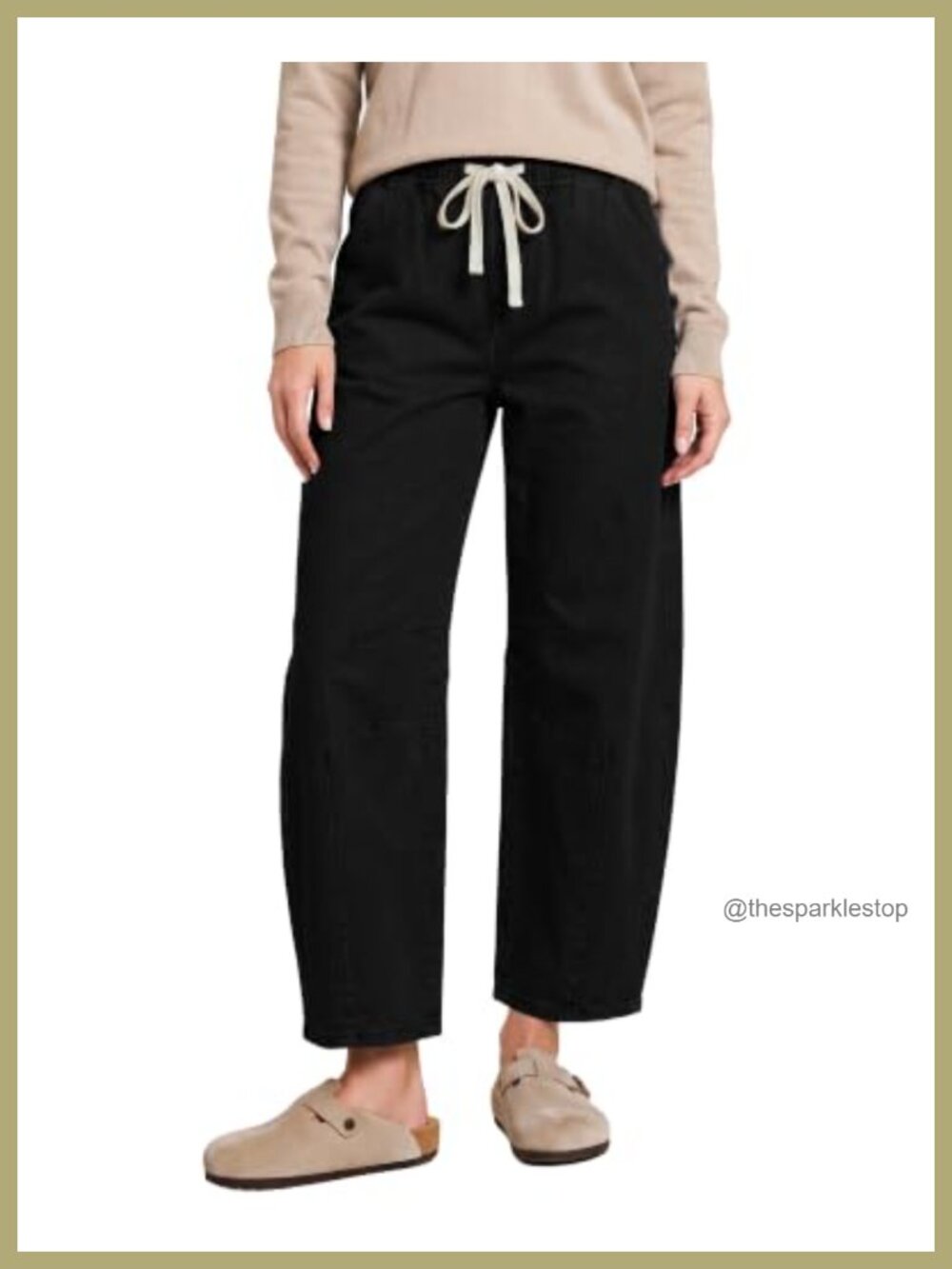 LookbookStore Barrel Jeans High Waisted Drawstring Crop Denim Pants